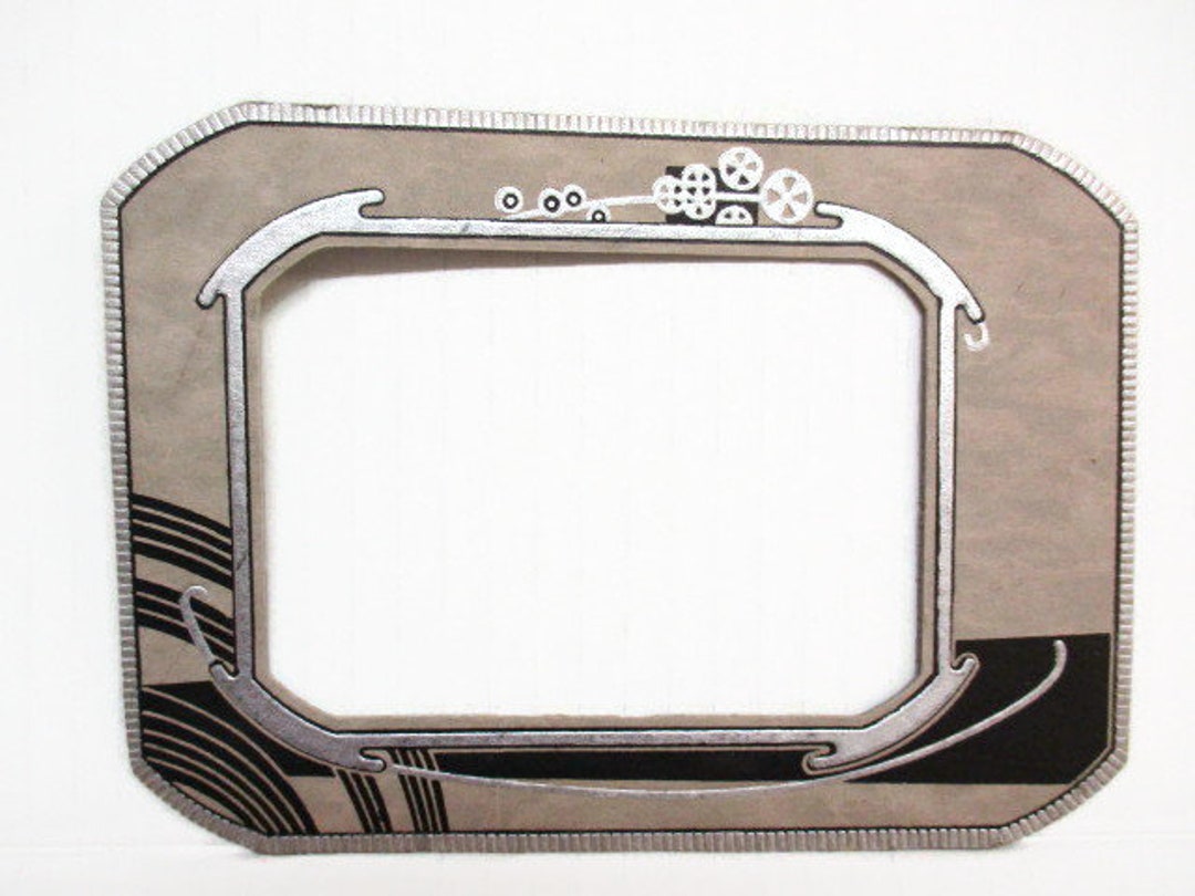 Amazing Art Deco Vintage Photo Mat Board, Black Gray Silver Framing