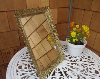 Hollywood Regency Gold Filigree Table Mirror or Vanity Tray or Wall Hanging, Mid-Century Glamour Mirror, Boudoir Bathroom Mirror, Easel Back