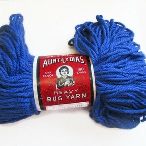 Aunt Lydia&#39;s Rug Yarn in Color 216 National Blue, Rayon/Cotton Blend True Blue Rug Yarn, 180 Yard Skein Rug Weave Yarn, OOP Yarn