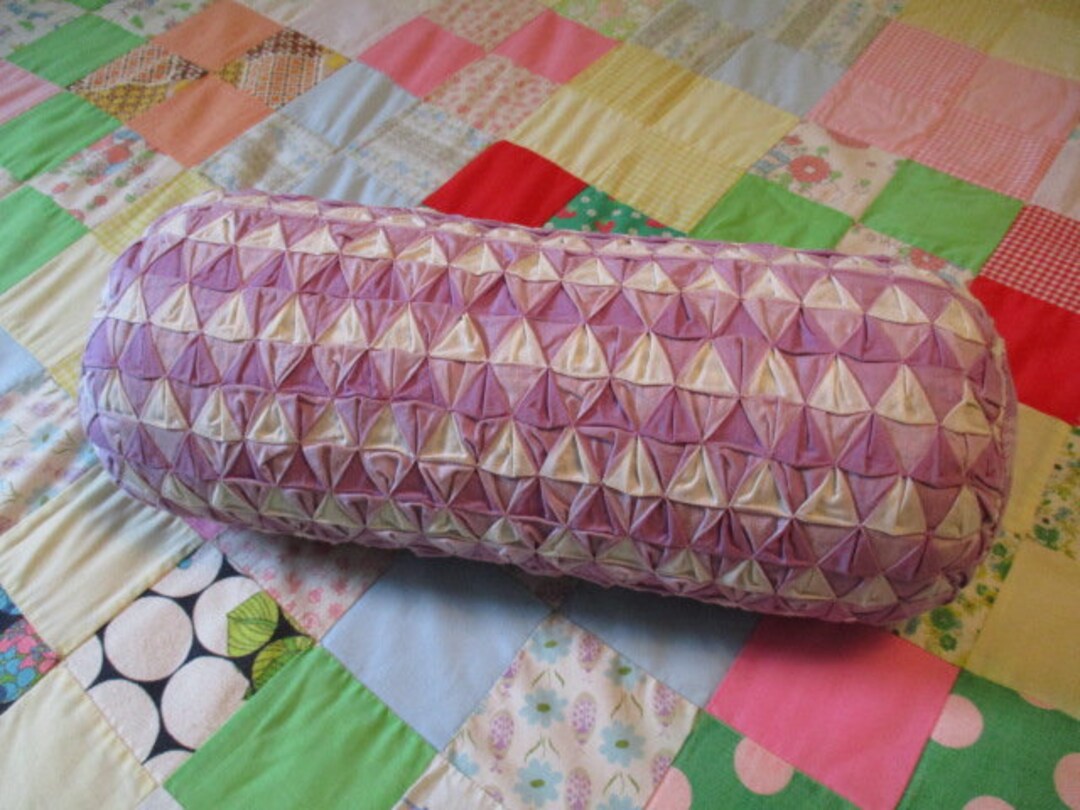 Smocked Gingham Bolster Pillow in Pastel Purple 17 X Etsy