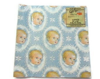 Rust Craft Baby Boy Gift Wrap Sheets, MIP 2-Sheet Set, Soft Baby Blue Flat Fold Gift Wrap Sheets, 29" x 20" Wrapping Paper, Party Supply