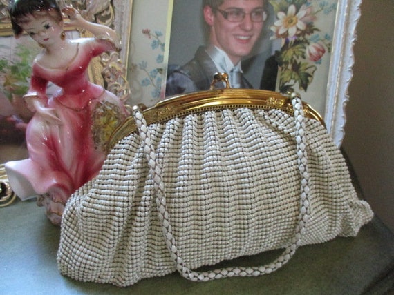Whiting and Davis White Mesh Handbag, Whiting and