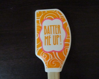 Pampered Chef Batter Me Up! Rubber Scraper Spatula, Mod Orange Rubber & Wood Bowl Scraper, Equivalent Measurements Chart, Flexible Spatula