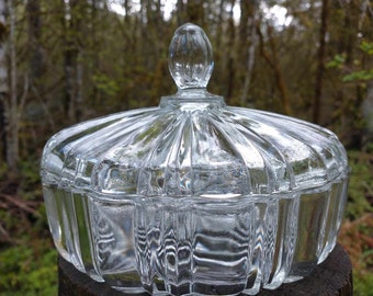 Anchor Hocking Old Cafe Clear Glass Candy Dish, Heavy Glass Candy Dish, Mid Century Pressed Glass Candy Dish, Wedding Gift Idea