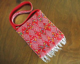 Bolso de hombro hippie con cuentas y flecos de los años 70 para niña, un bolso infantil poco común.