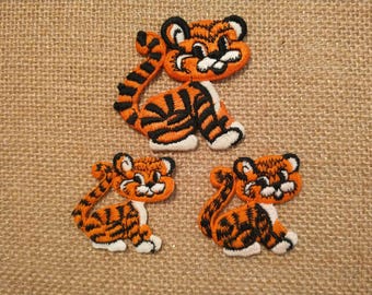 Lot of 3 Vintage Tiger Sew-On Appliques, Sewing Supply Notions