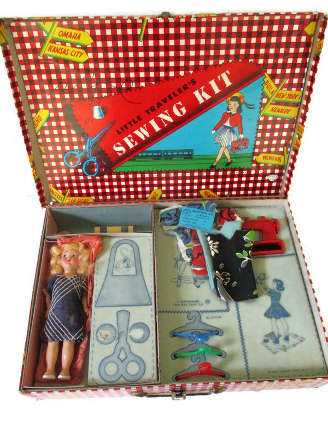 1952 Young Traveler's Sewing Kit, Toy Doll Clothes Sewing Kit, Mid
