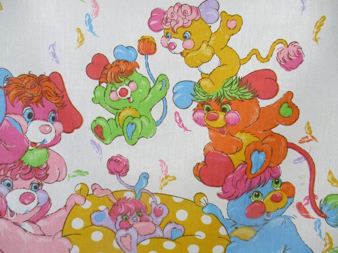1986 Popples Fabric Piece, American Greetings Novelty Print (34