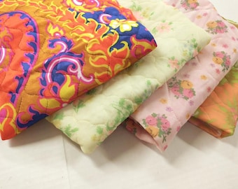 Lot of 4: Quilted Nylon Fabric and Quilted Polyester Fabric Scraps Pieces