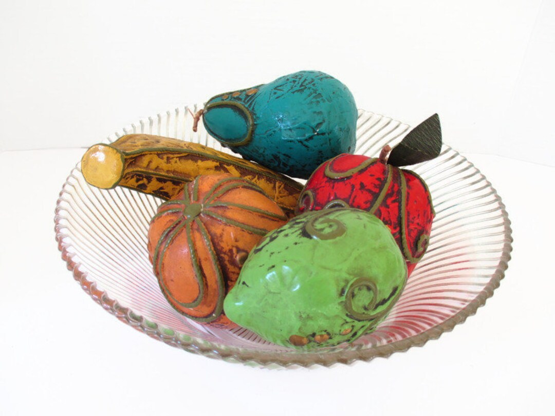 Mod Fitz and Floyd Paper Mache Fruit Set, Ardco Paper Mache Fruit Set