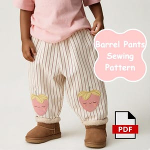 Schnittmuster für eine Barrel Pants Hose für Anfänger (Kleinkinder, PDF), Jogginghose, Kleidungsidee für Babys, Nähvorlagen für Babys, Größen 1 bis 10 Jahre