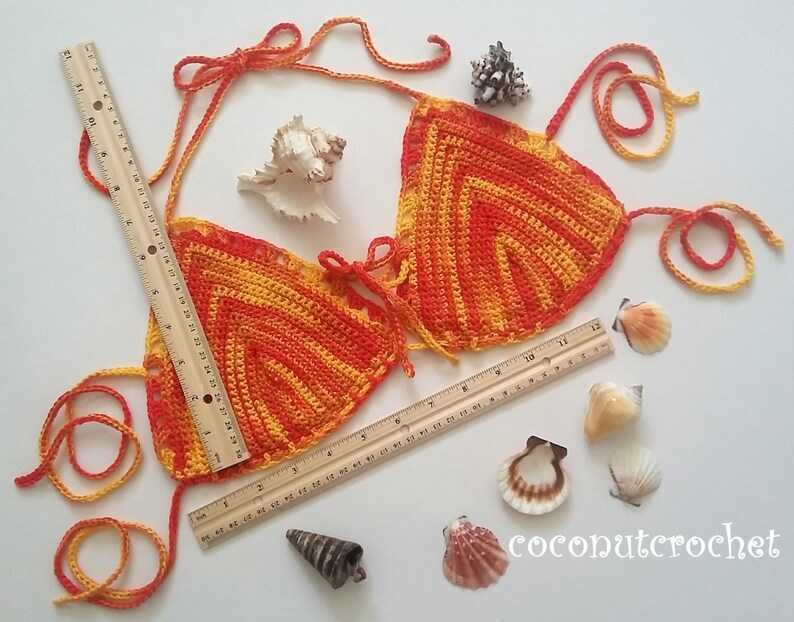 B or C Cup Lined Bikini Top Beachwear String Bikini Boho Gypsi Top Summer Wear Brazilian Top Hippie Puerto Rico Tropical Red Yellow Orange