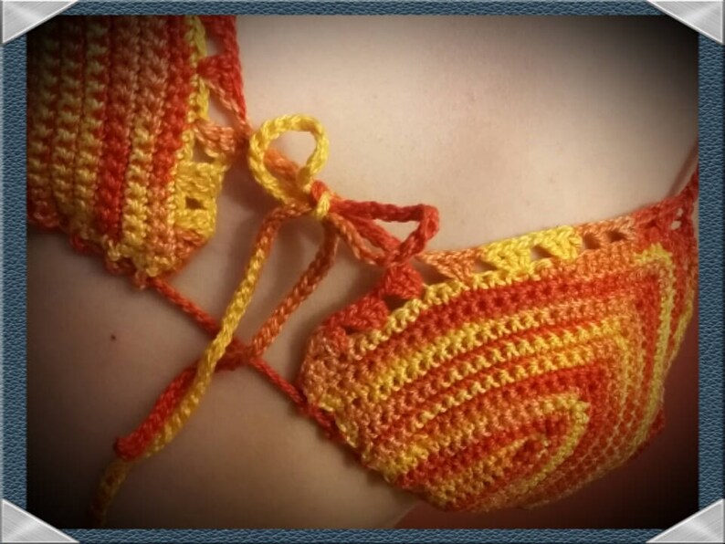 B or C Cup Lined Bikini Top Beachwear String Bikini Boho Gypsi Top Summer Wear Brazilian Top Hippie Puerto Rico Tropical Red Yellow Orange