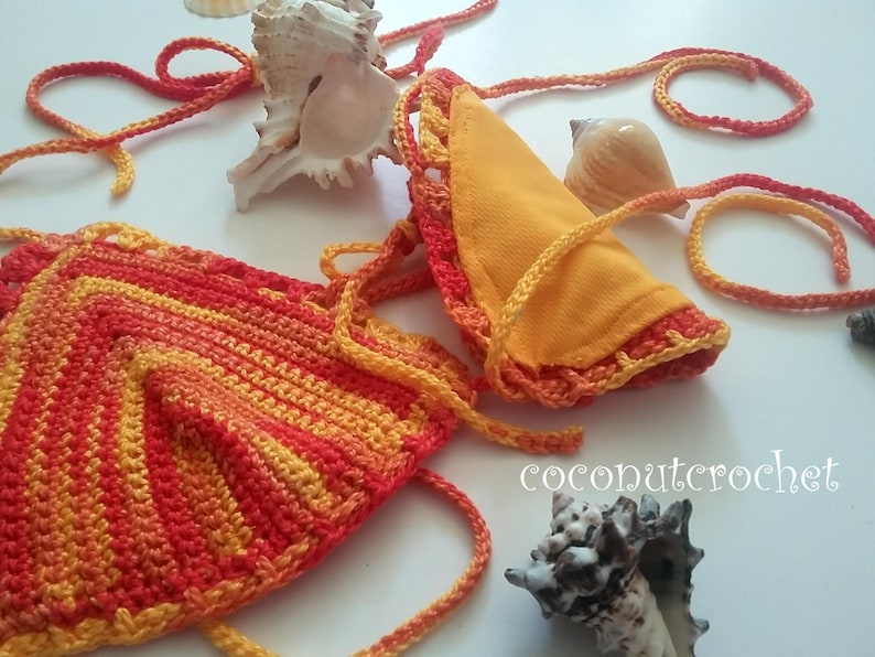 B or C Cup Lined Bikini Top Beachwear String Bikini Boho Gypsi Top Summer Wear Brazilian Top Hippie Puerto Rico Tropical Red Yellow Orange