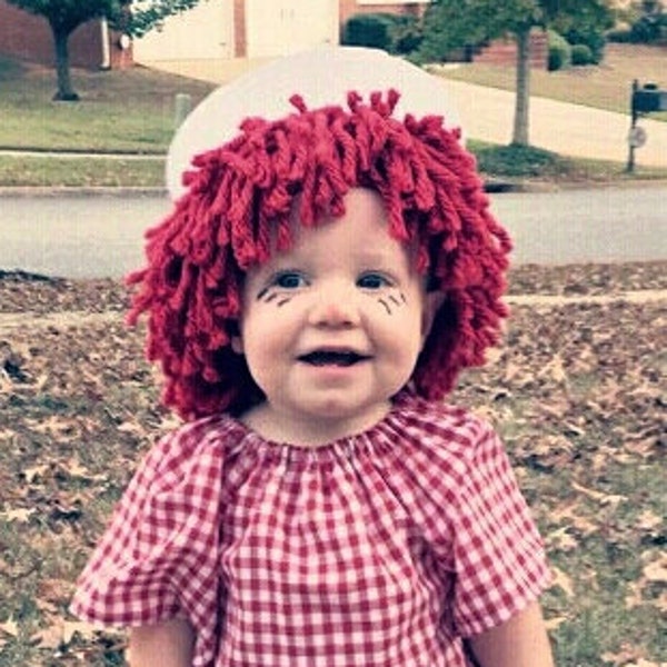 Raggedy Ann and Andy Red Wig Doll Baby Boy Girl Toddler Clown Pageant Hair Costume Halloween Cabbage Patch