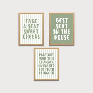 Funny Bathroom Quote Prints: Retro Restroom Art (PDF Downloadable Set of 3)
