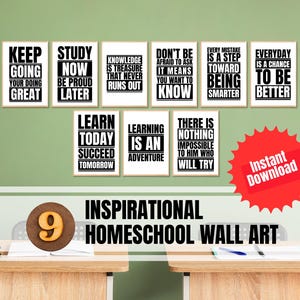 Inspirational Homeschool Wall Art: Motivational Quotes for Kids (PDF Downloadable Prints