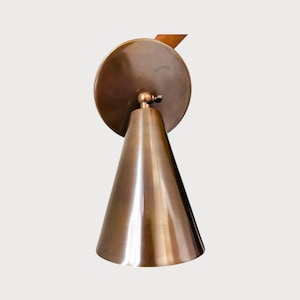 Mid Century Modern Brass Wall Sconce - Adjustable Cone Shade