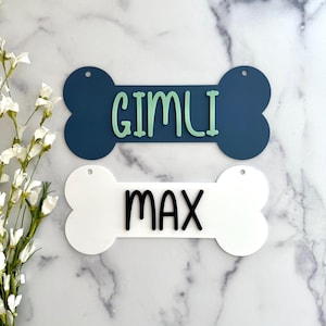 Personalized Dog Bone Sign • Custom Dog Name Sign • Acrylic Pet Name Plaque • Dog Crate Name Plate • Pet Wall Sign • Dog Lover Gift