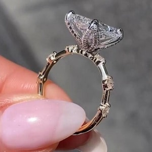 4 CT Radiant Cut Moissanite Engagement Ring, Tulip Setting Radiant Moissanite Ring, Unique Wedding Ring, Anniversary Gift, Promise Ring.