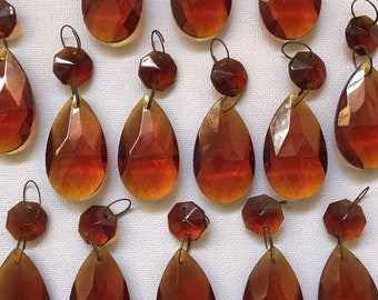 10 Pack Chandelier Replacement Crystal Prism Tear Drop Almond Two Bead Amber (Set of 10) 10 Pack Chandelier Replacement Crystal Prism Tear Drop Almond Two Bead Amber (Set of 10)