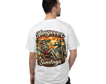 Funny Skeleton Beach T Shirt, Hungover Sundays Shirt, Vintage Summer Graphic Tee, Drinking Shirt, Comfort Colors Tee