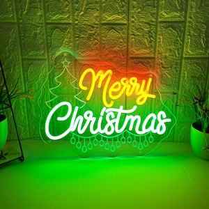 Merry Christmas Neon Sign, Holiday Party Decor