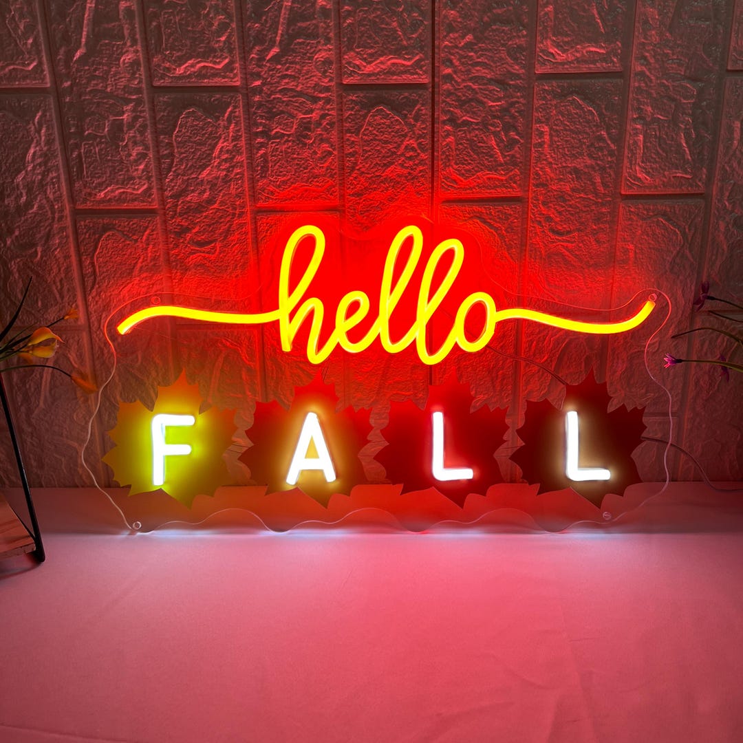 Neon Fall Hello Fall Neon Sign,autumn Maple Leaf Decor LED Light up Sign for Home ...