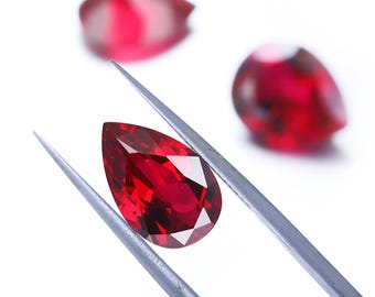Loose Pear Cut Lab Grown Red Ruby AAA Faceted for Jewelry Making