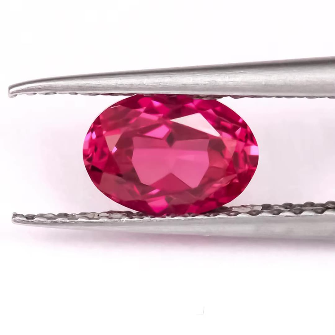 Oval Cut Loose Lab Grown Pink Ruby Lab Grown AAA Faceted Ruby Gemstone ...