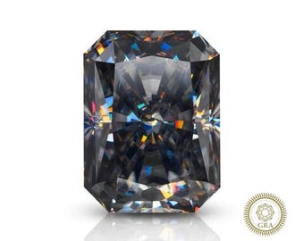 Radiant Cut Loose Grey Moissanite Cut – GRA Certified D Color VVS1 Moissanite Gemstone for Jewelry