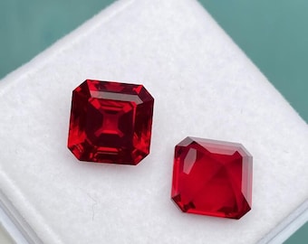 Asscher Cut Loose Ruby - Lab Grown pegion Blood Ruby For Jewellery Making