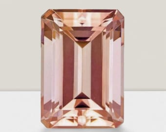 Emerald Cut Lab Grown Peach Morganite – Loose Morganite Gemstone for Engagement Ring & Custom Jewelry