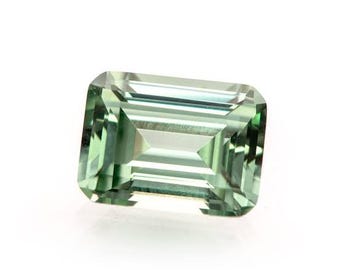 Emerald Cut Lab Grown Green Sapphire – Loose Green Monata Sapphire Gemstone for Engagement Ring & Custom Jewelry Pair of 2