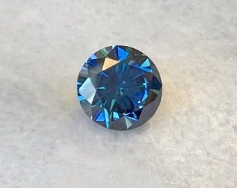 Loser blauer Moissanite mit Rundschliff - GRA-zertifiziert, Brilliantschliff, VVS1 Moissanite Edelstein für Schmuck
