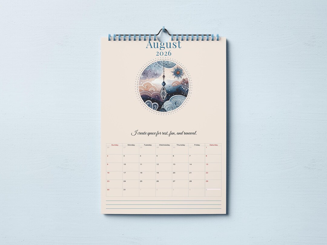 2026 Affirmation Wall Calendar A3 | Minimalist Printable Monthly ...
