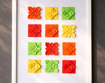Framed  Hydrangea Flower Tessellation Hanging     13inx11in 4x3 grid Scrambled Style