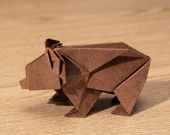 Bear Origami | Traditional Hand-Folded Origami Animal | Handmade Paper Art Decor | Eco-Friendly Gift | Ready to Ship