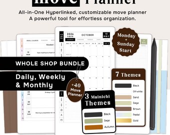 2026 Customizable WHOLE SHOP BUNDLE Weekly Daily Planner Template For Remarkable Paper Pro Move.