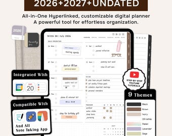 Custom Portrait Digital Planner | 2026 2027 & Undated.