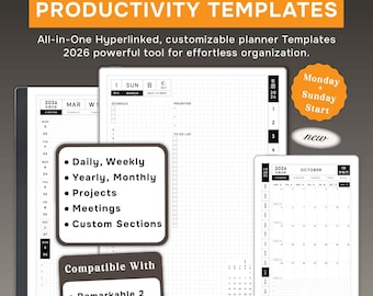 reMarkable Paper Pro Templates, 2026 reMarkable 2 & Paper Pro MOVE Planner.