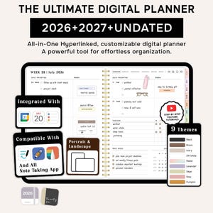 Ultimativer benutzerdefinierter digitaler Planer | 2026 2027 + Undatiert.
