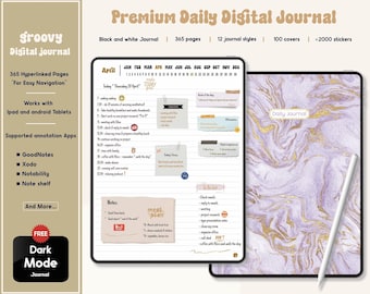 Digital Daily Journal for Goodnotes: Hyperlinked Planner with Stickers