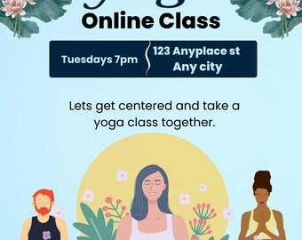 Editable Yoga Class Flyer Canva Template for Women Pastel Green for ...