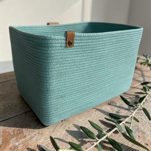 Cotton Rope Storage Basket, Coiled Rectangular Shelf Organizer