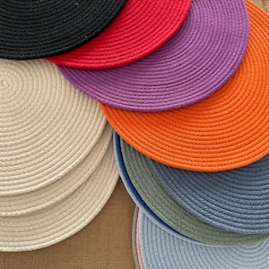 Cotton Rope Coaster, Handmade Cotton Rope Placemats, Colorful Rope Oval Placemats, Natural Cotton Custom Size Placemats