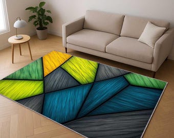 Colorful Triangle Rug, Art Deco Area Rug, Modern Abstract Triangle Carpet, Geometric Kitchen Decor, Living Room Rug, Contemporary Floor Rug