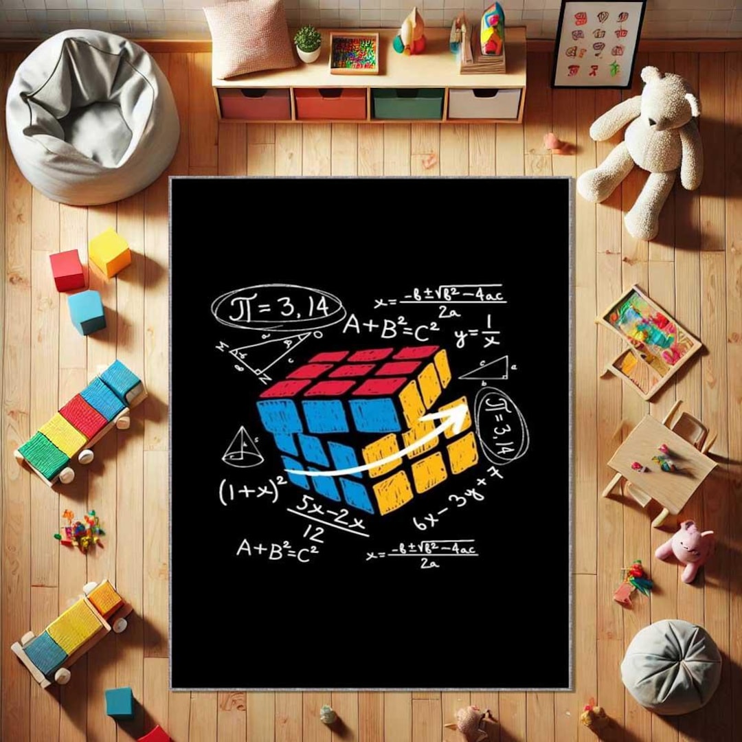 Colorful Math Area Rug, School Classroom Decor, Rubik Cube Inspired ...