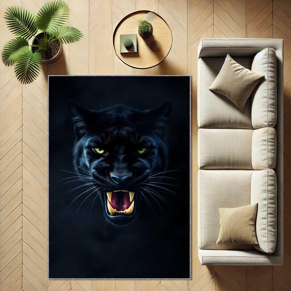 Black Panther Rug, Fierce Wild Cat Carpet, Animal Print Area Rug ...