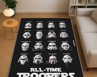 All Time Troopers Area Rug, Star Wars Stormtrooper Carpet, Sci-Fi Geek Room Decor Rug, Galactic Empire Floor Rug, Movie Fan Gift Carpet